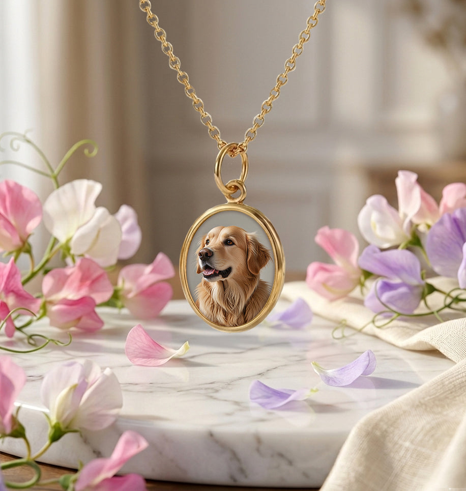 Mini Oval Photo Pendant – Personalized Pet Keepsake