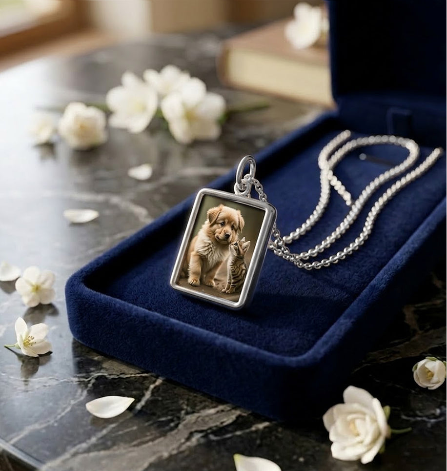 Mini Rectangle Photo Pendant – Personalized Pet Keepsake