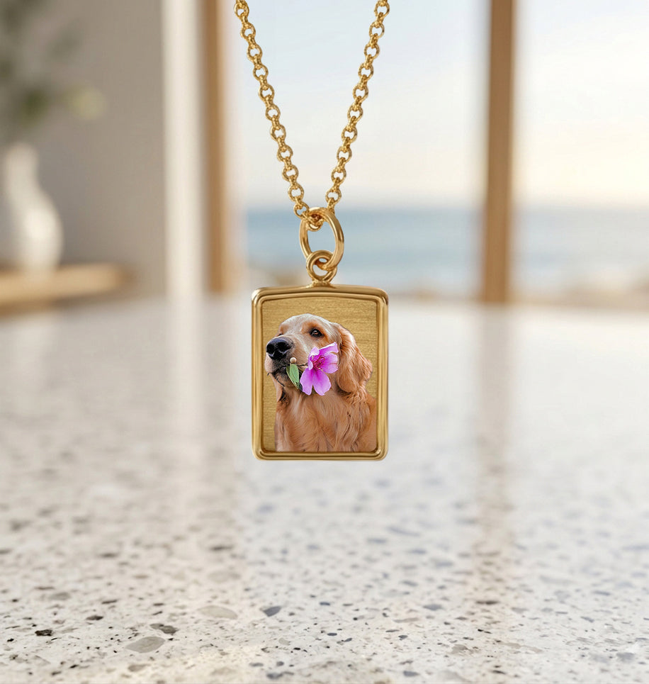 Mini Rectangle Photo Pendant – Personalized Pet Keepsake